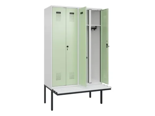 locker met bank,voor scheiding van kleding,HxBxD 2120x1200x815mm,4vak
