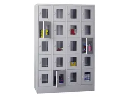 lockerkast,HxBxD 1850x1200x500mm,4x5vakken,RAL7035,front RAL5012