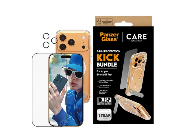 PanzerGlass | CARE by 3-in-1 Feature Kick Bundle iPhone 17 Pro,
