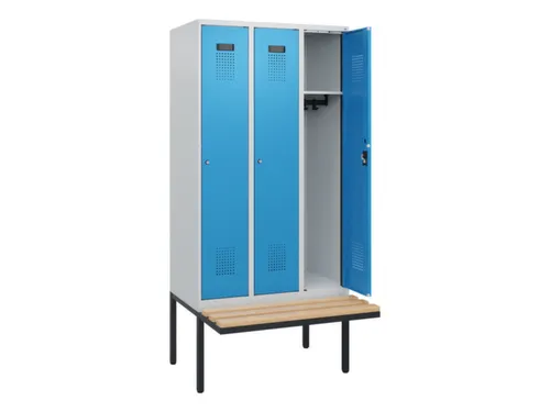 locker met bank,HxBxD 1950x900x815mm,3vak,vak B 300mm,cilinderslot