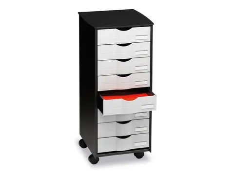 transportwagen HxBxD 715x316x343mm 8laden romp zwart front grijs