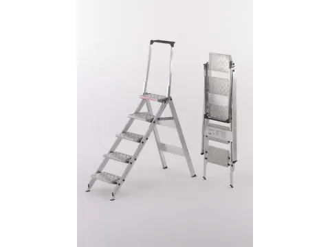 Veiligheids-vouwtrap Aluminium 1.15m 5treden Beugel Traanplaat