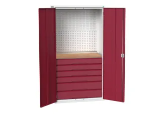 Systeemkast 2000x1050x550mm 1xlegbord 6laden RAL7035+RAL3004 - 1