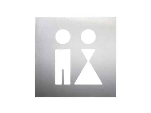 deurbord,wc dames/heren,RVS,zelfklevend,HxB 160x160mm
