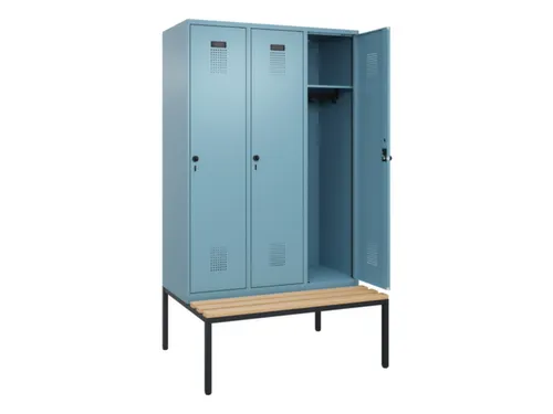 locker met bank,HxBxD 2120x1200x815mm,3vak,vak B 400mm,draaigrendel