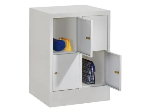 lockerkast,HxBxD 855x600x500mm,2x2vakken,RAL7035,front RAL5012