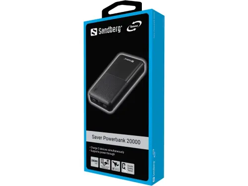 Sandberg Saver Powerbank 20000 USB-A en USB-C Zwart