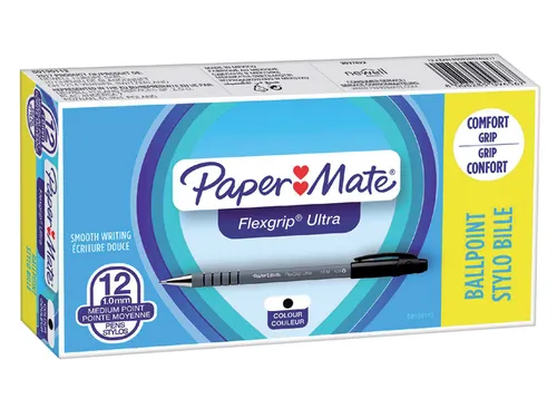 Balpen Paper Mate Flexgrip Ultra stick medium zwart