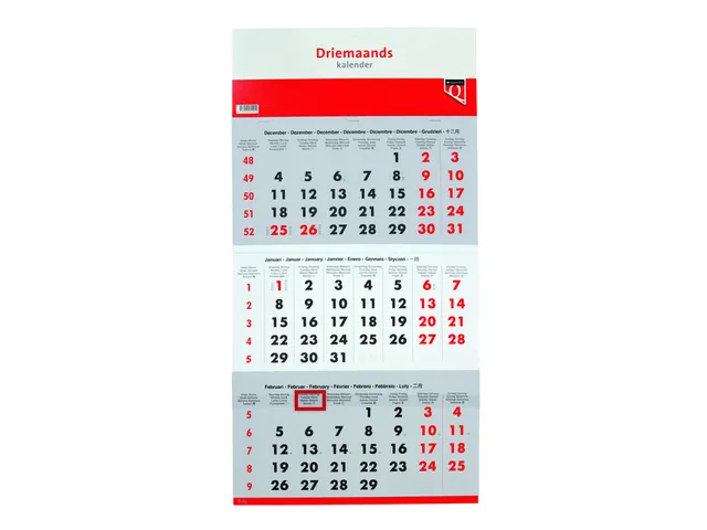 Calendrier 3 mois 2026 Quantore