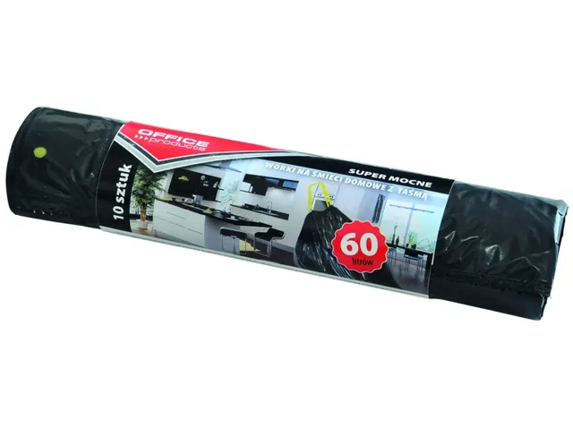 vuilniszak met trekkooord 57x72cm 60L 25micron LDPE zwart 10 stuks