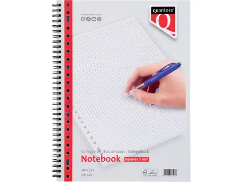 Collegeblok Quantore A4 ruit 5mm 23-gaats 100vel 70gr