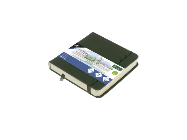 Schetsboek Kangaro 12x12cm forest green PU HC 80 vel 140gr roomwit met