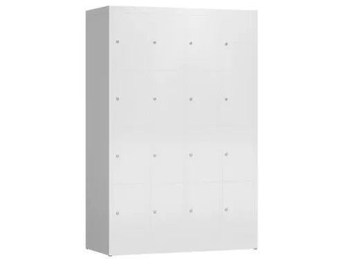 Lockerkast 1800x1185x500mm 4x4 vakken cilinderslot, sokkel, RAL9003