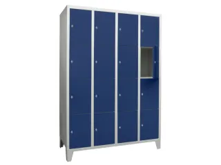 lockerkast,HxBxD 1850x1200x500mm,4x4vakken,RAL7035,front RAL5010 - 2