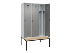 locker met bank,voor scheiding van kleding,HxBxD 2120x1200x815mm,3vak