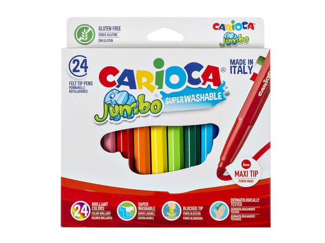 Viltstiften Carioca Jumbo Maxi set à 24 kleuren | ViltstiftenShop.nl