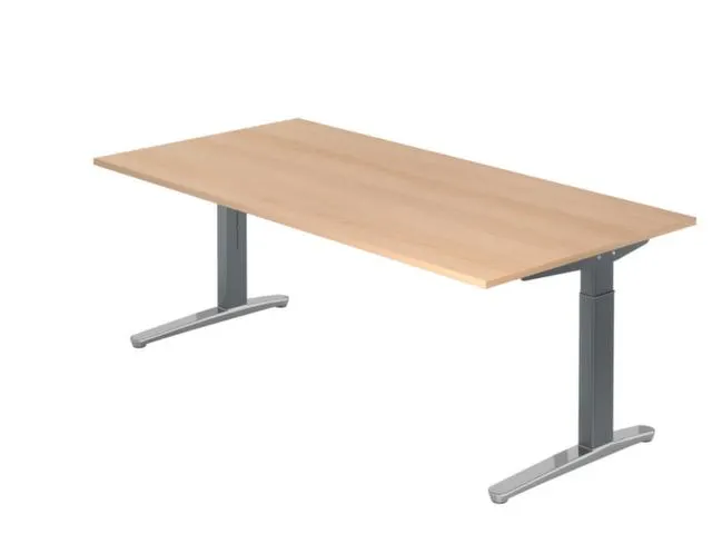 In hoogte verstelbaar bureau,HxBxD 680-850x2000x1000mm,blad eiken