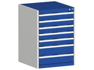 ladekast HxBxD 900x650x525mm 7laden romp RAL7035 front RAL5010 - 1