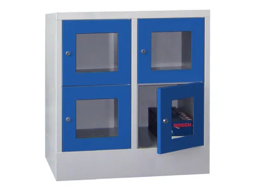 lockerkast,HxBxD 855x800x500mm,2x2vakken,RAL7035,front RAL5010