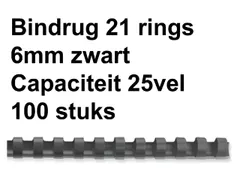 Bindrug Fellowes 6mm 21-rings A4 zwart 100stuks