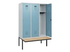 locker met bank,HxBxD 1950x1200x815mm,3vak,vak B 400mm,cilinderslot