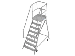 bordestrap,verrijdbaar,bordes H 1,95m,8treden,aluminium,4zwenkwielen - 10