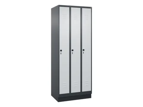 locker,HxBxD 1950x750x500mm,3vak,vak B 250mm,draaigrendel,sokkel