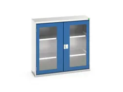vitrinekast 1000x1050x350mm 2xStalen bodem romp RAL7035 front RAL5010