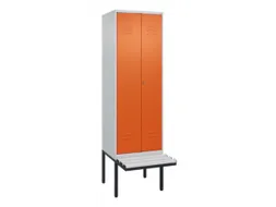 PBM-locker met bank,HxBxD 2120x600x815mm,2vak,vak B 300mm,cil.-slot