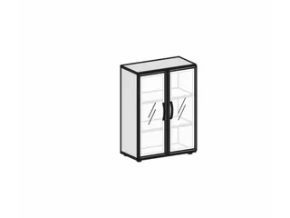 vitrinekast,HxBxD 1104x800x420mm,2xhouten vloer,3 OH,m. frame,romp wit - 3