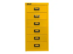 kantoor-ladekast HxBxD 590x279x380mm 6 laden romp + front geel staal