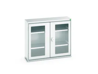 vitrinekast 900x1050x350mm 2xStalen bodem romp RAL7035 front RAL7035 - 1
