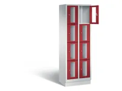 Lockerkast 1800x610x500mm 2x4 vakken Cilinderslot, Sokkel, RAL3003