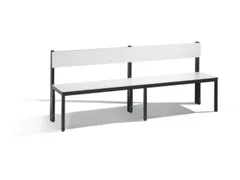 omkleedbank,HxLxD 796x2000x407mm,HPL wit,frame staal RAL7021,leuning