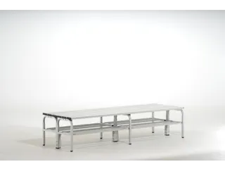 dubbele zitbank,HxLxD 450x1500x700mm,alu. lijsten,frame RVS RAL7035 - 1