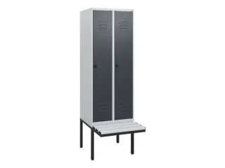 locker met bank,HxBxD 1950x600x815mm,2vak,vak B 300mm,draaigrendel - 1