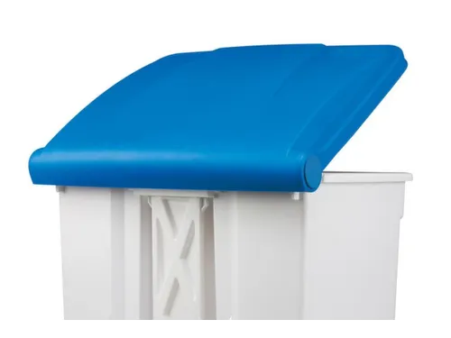 Contitop,mobiele afvalbak met pedaal 70L wit/blauw
