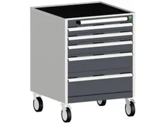 ladekast verrijdbaar 880x650x525mm 5laden romp RAL7035 front RAL7016