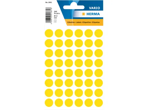 HERMA 1861 Multipurpose etiketten Rond 13mm Geel 240 stuks