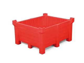 stapelbak,HxLxB 600x1000x1200mm,400l,PE,rood,Wanden gesloten - 2