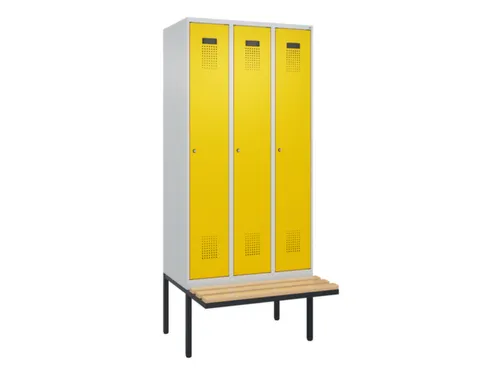 locker met bank,voor scheiding van kleding,HxBxD 2120x900x815mm,3vak
