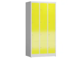 Lockerkast 1800x870x500mm 3x4 vakken cilinderslot, sokkel, RAL1018