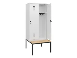 locker met bank,HxBxD 1950x800x815mm,2vak,vak B 400mm,draaigrendel