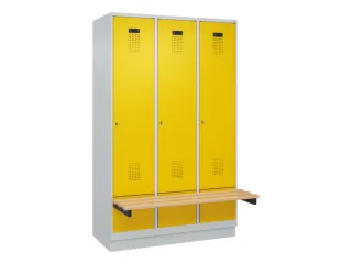 locker met bank,HxBxD 1950x1200x815mm,3vak,vak B 400mm,cilinderslot - 2