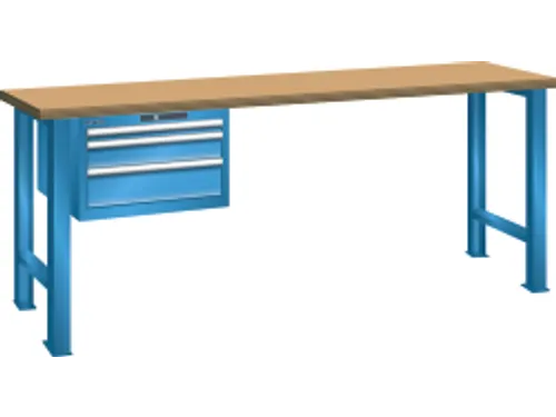 Werkbank Hxbxd 850x2000x800mm 3laden Codeslot Beuken 50mm Ral5012