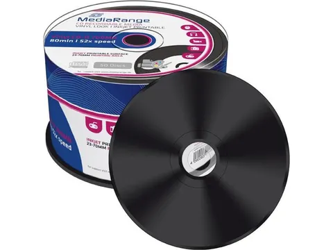 MediaRange CD-R 700 MB Inkjet Printable Black Vinyl 50 Stuks
