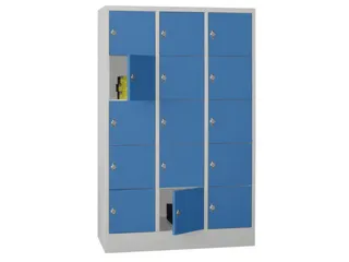 lockerkast,HxBxD 1850x1200x500mm,3x5vakken,RAL7035,front RAL5012 - 2