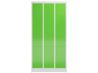 Lockerkast 1800x870x500mm 3x3 vakken cilinderslot, sokkel, RAL6018 - 2