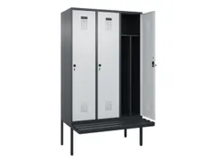 locker met bank,voor scheiding van kleding,HxBxD 2120x1200x815mm,3vak