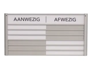 Menoor In-Uit bord 6 namen Aluminium Aanwezig/Afwezig Wit - 1